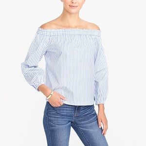 Blue Striped Off the Shoulder Top